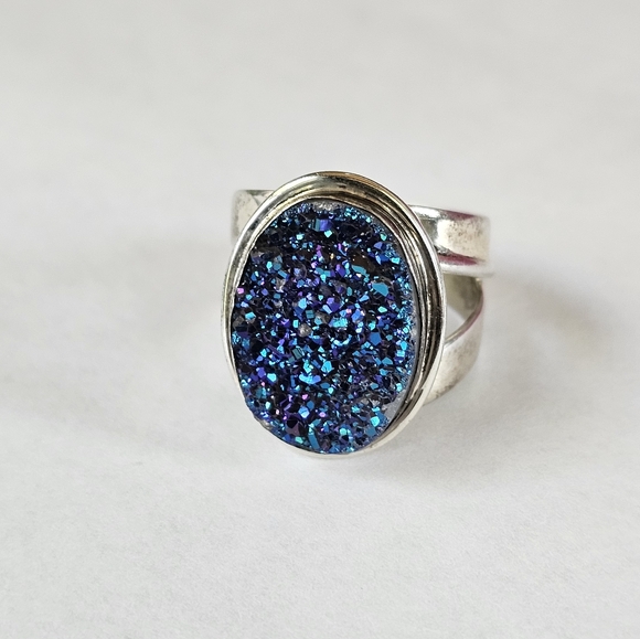 Vintage Jay King Genuine Druzy Quartz Ring in Sterling Silver Size - Picture 4 of 5